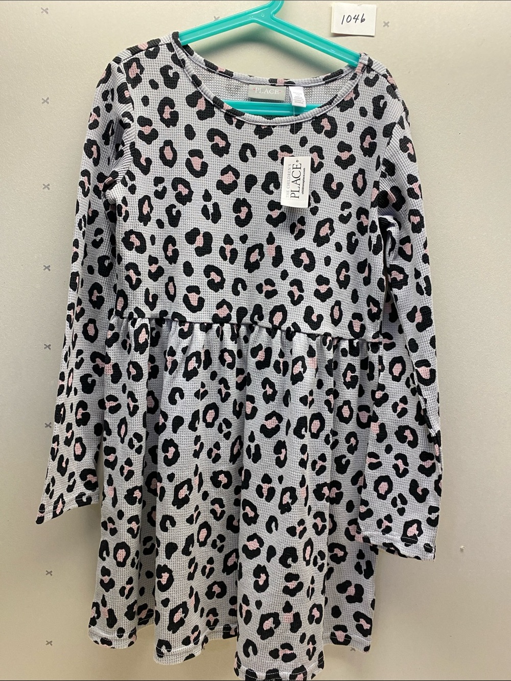 The Children's Place Gray Leopard Print Thermal Long-Sleeve Dress - Picture 3 of 7